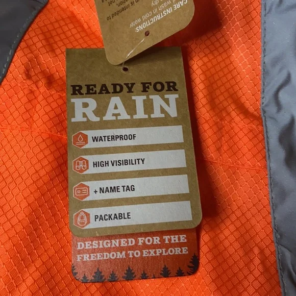 High visability orange and gray dog raincoat. NWT great for hiking and camping - Picture 5 of 13